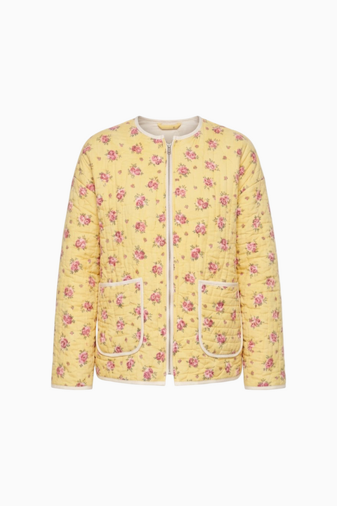 Ravissante veste matelassée doublée à motifs floraux