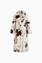 Cow Print Faux Fur Maxi Coat