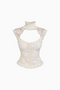Lace Choker Neck Sleeveless Top
