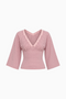 Rosa gestreiftes Crop-Top mit V-Ausschnitt