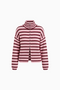 Cardigan in maglia a coste con zip intera e collo alto