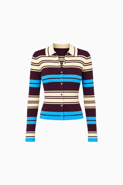 Multicolor Striped Button-Up Cardigan