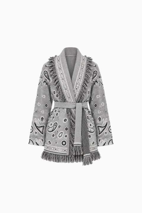 Western Graphic Tie-Waist Cardigan