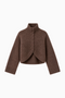 Cropped High-Neck Knit Cardigan