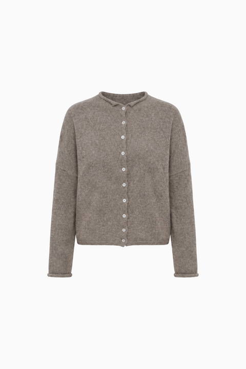 Soft Pink Button-Up Knit Cardigan