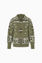 Paisley Motif Stand-Collar Cardigan