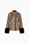 Cheetah Print Faux Fur Collar Jacket