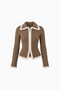 Brown Ribbed Knit Cardigan