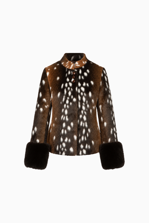 Vintage-Inspired Spotted Faux Fur Jacket