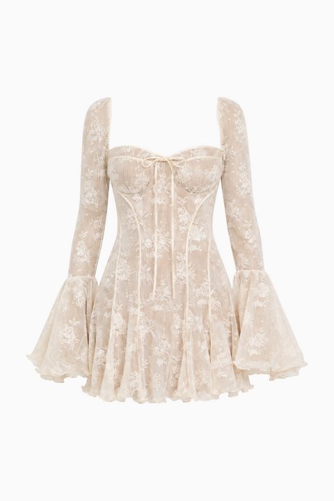 Vintage Inspired Corset Style Ruffle Mini Dress
