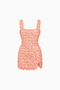 Peach Fringe Sequin Square Neck Mini Dress