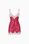 Mini vestido de renda com lantejoulas cor-de-rosa