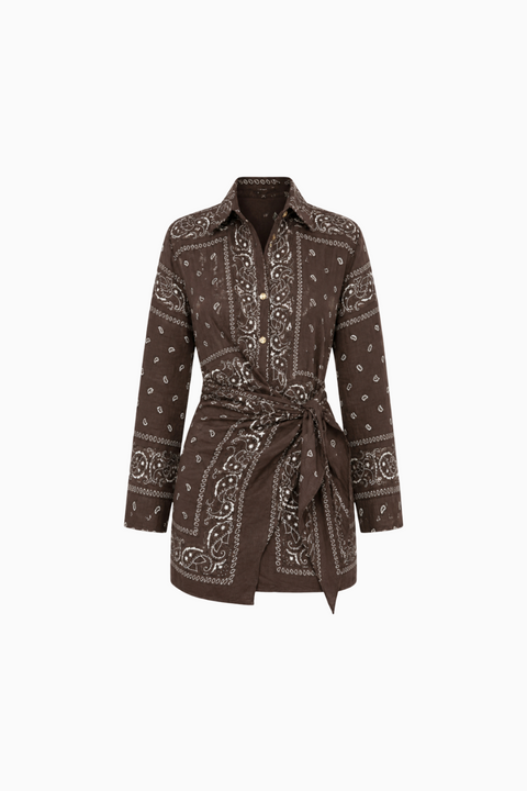 Paisley Motif Button-Down Mini Dress
