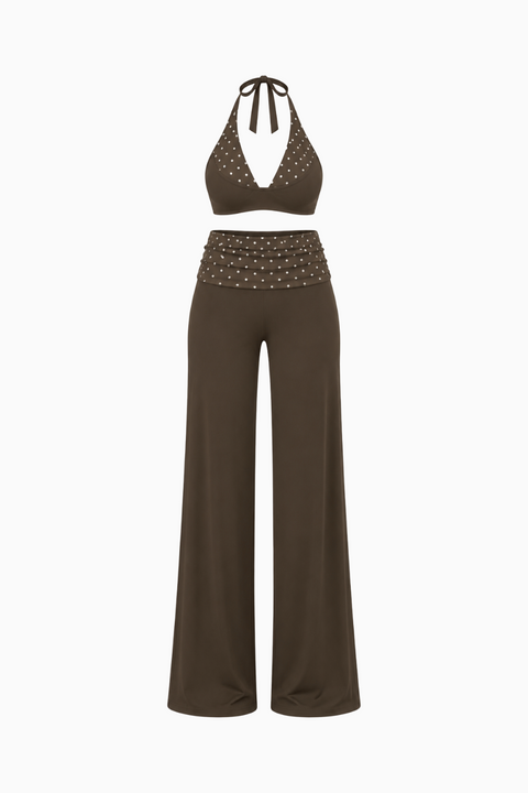 Polka Dot Halter Flare Set