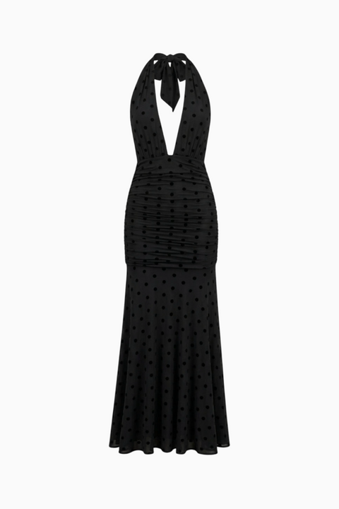 Maxikleid mit Neckholder und Punkten