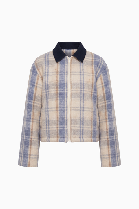 Veste zippée à carreaux décontractée