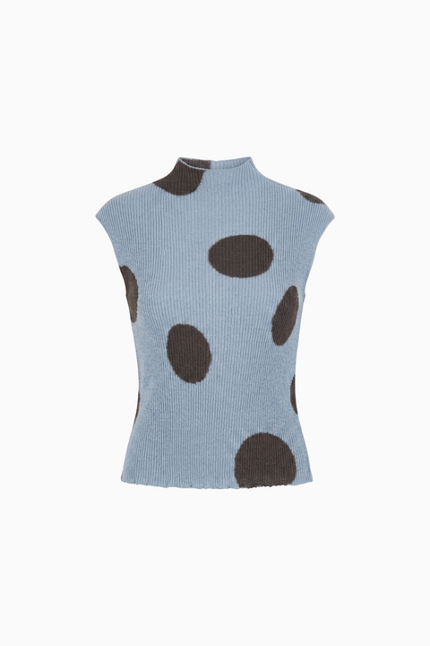 Polka Dot Mock Neck Knit Top