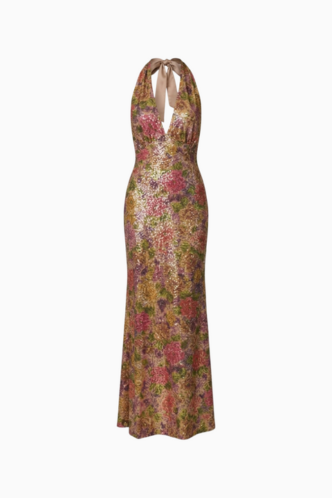Blumen-Maxikleid mit Neckholder-Ausschnitt