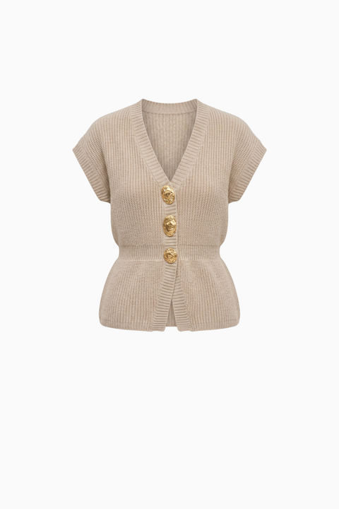 Ribbed Knit Sleeveless Peplum Top