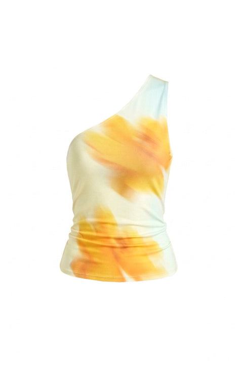 Top laranja com padrão abstrato em aguarela