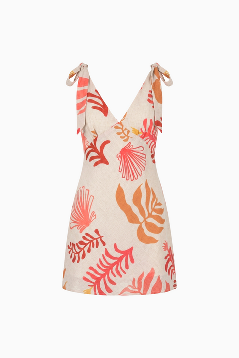 Mini-robe corail tropical rouge
