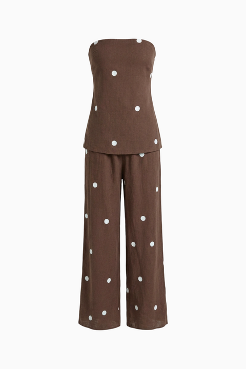 Ensemble ample à pois marron