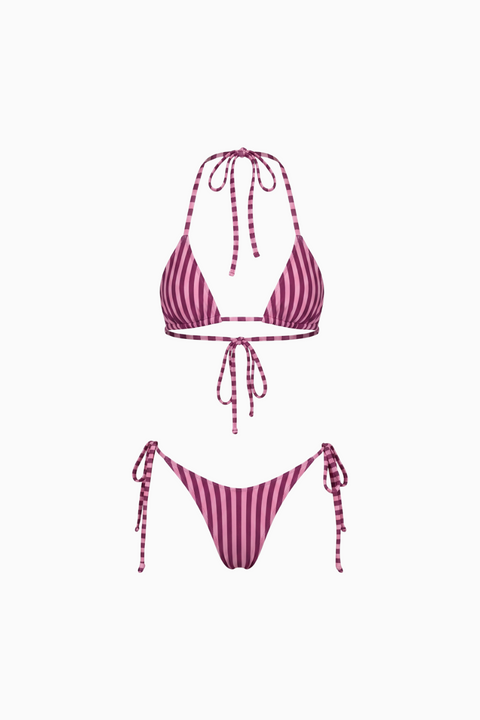 Bikini con scollo all’americana color prugna Riviera