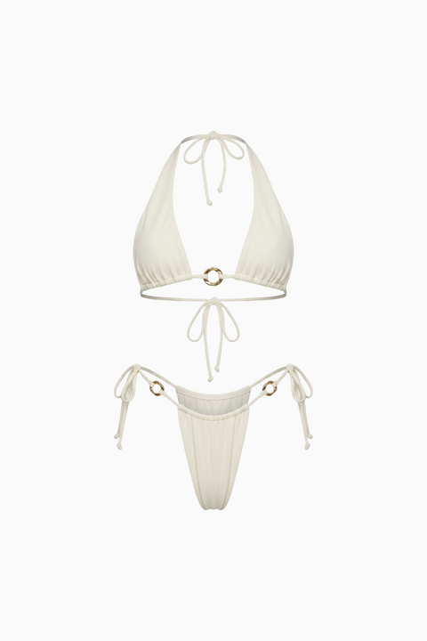 Maillot de bain deux pièces triangle crème Gold-Link