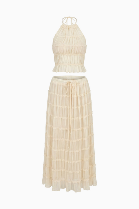 Ensemble jupe longue et haut crème