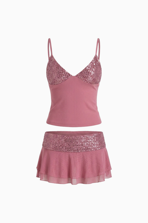 Mini-ensemble rose à sequins