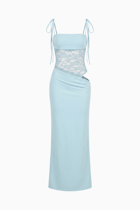 Eisblau fließendes Maxikleid