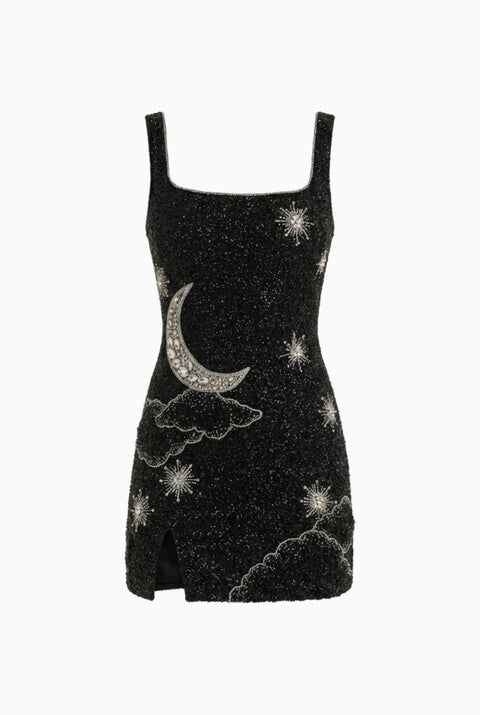 Miniabito nero con stampa celestiale