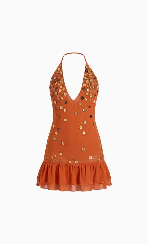 Ärmelloses Mini-Kleid mit Knopfleiste