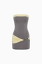 Vestido curto cai-cai com blocos de cor cinzentos e amarelos