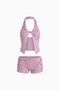 Set con top all’americana e shorts in maglia decorata