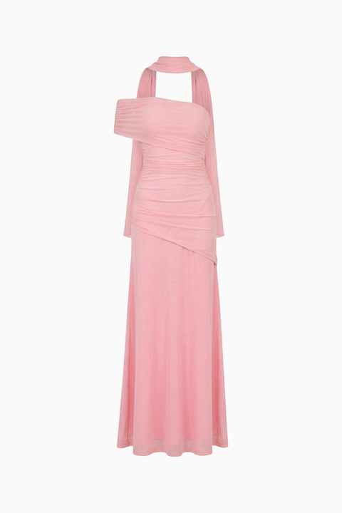 Maxikleid mit gestuften Rüschen in Blush