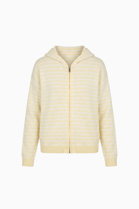 Striped cashmere-blend zip-up hoodie