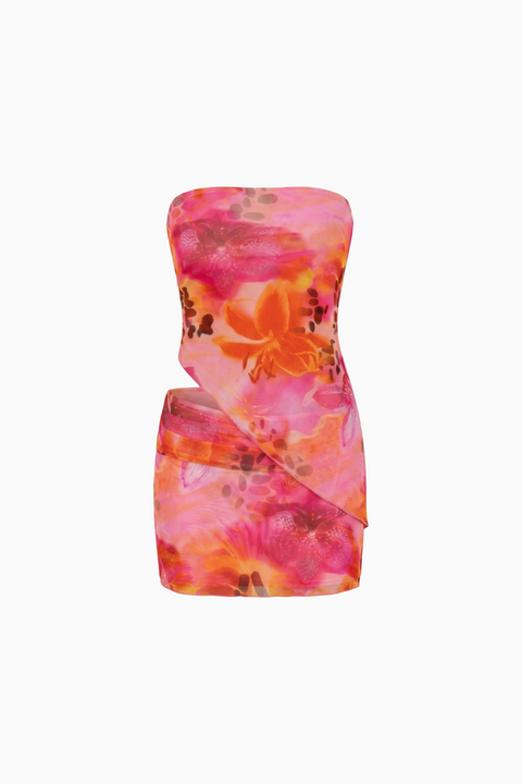 Pink and Orange Strapless Matching Set