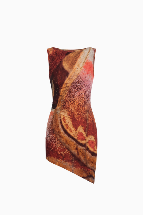 Terra Abstract Asymmetric Mini Dress