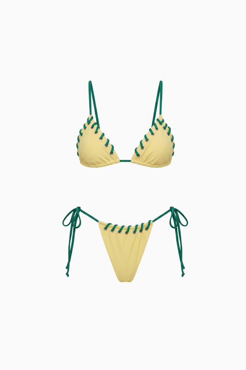 Bikini giallo a triangolo con laccetti