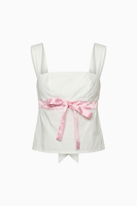 Crop top stampato rosa e crema