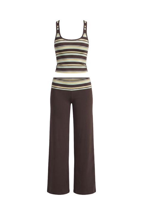 Ensemble pantalon de détente à dos nageur et rayures multicolores