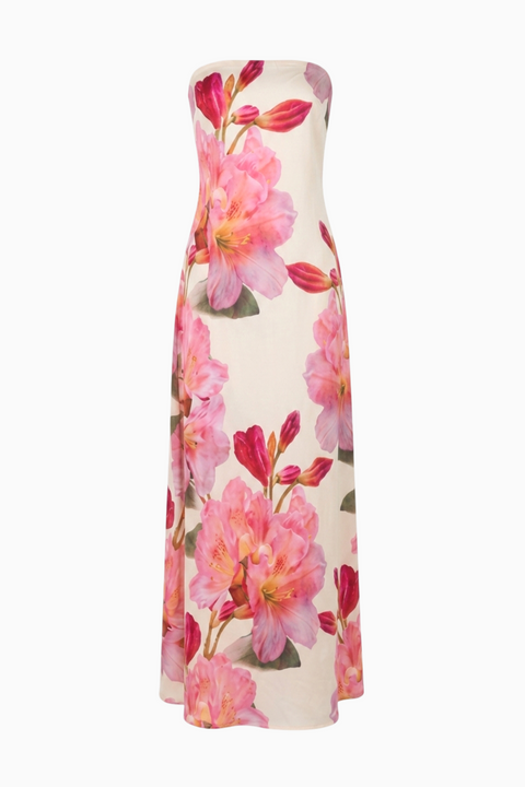 Pink leuchtendes geblümtes Maxikleid