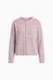 Cozy striped cashmere-blend cardigan, pink and gray