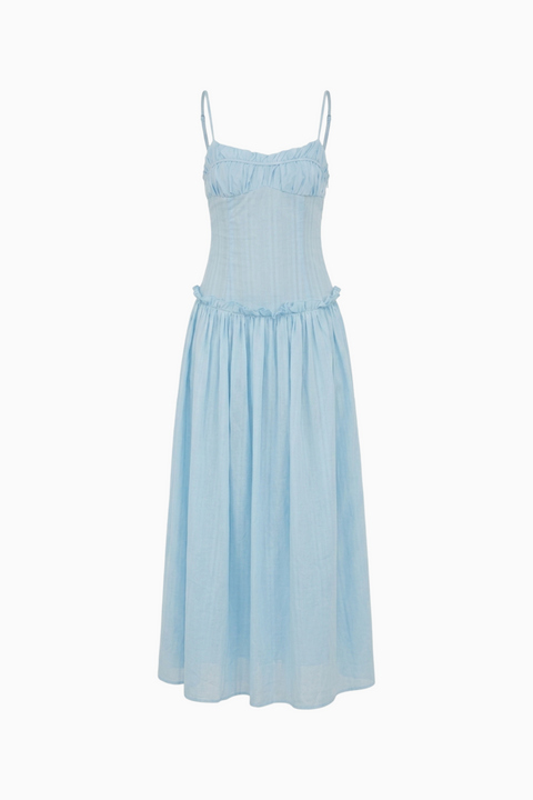 Himbeerrotes schulterfreies Kleid