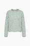 Cozy striped cashmere-blend cardigan, pink and gray
