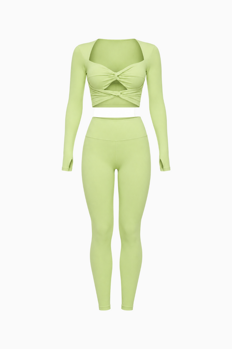Green Twist-Front Activewear Set
