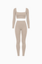 Taupe Square Neck Long Sleeve Set