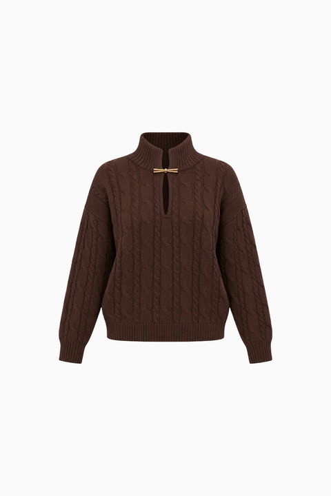Pull confortable en maille marron