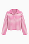 Pink Striped Polo Knit